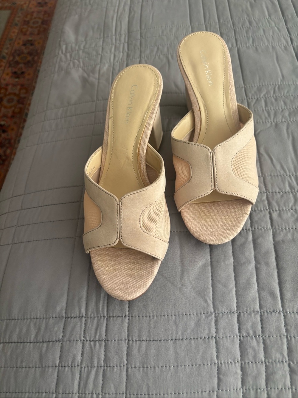 Calvin Klein Neutral blush/Beige Open-Toe Mule Heels